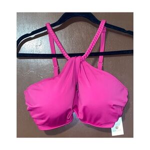 Shade and Shore High Neck Braided Strap Bikini Top size 34DD